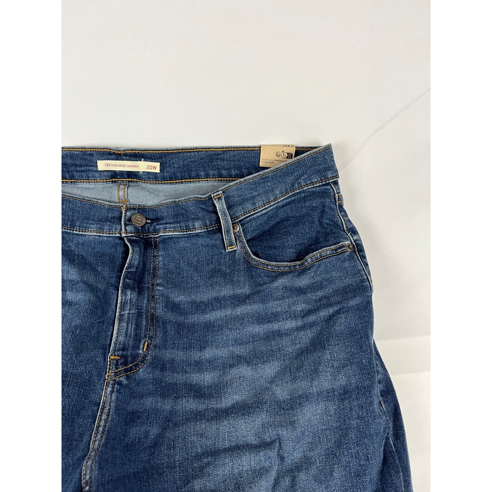 Levi Strauss‎ Co 721 High Rise Skinny Jeans Blue Distressed Denim Women Size 20W